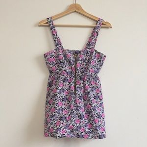 Topshop Front Zip Floral Print Tank TopSz 4
